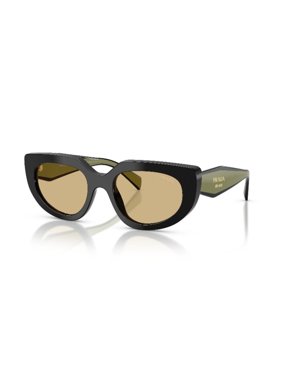 New Prada Women's Sunglasses Black Yellow Lens Acetate Frame PR D02S 03K10R 53